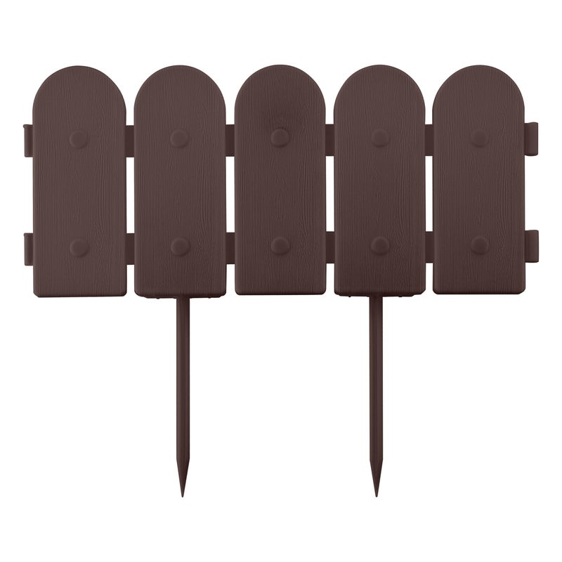 Evelyne Garden Border Plastic Edging: Wooden Fence Design - 8pcs Brown Yard Landscaping Fence Liner Lawn Edge Barrier - 10ft Kit of Decorative Lawn Panels Elements -Landscaping Edging-GMT-10374-A08 - Image 1