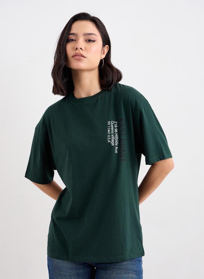 Styli Slogan Print Longline Oversized T-Shirt - Image 1