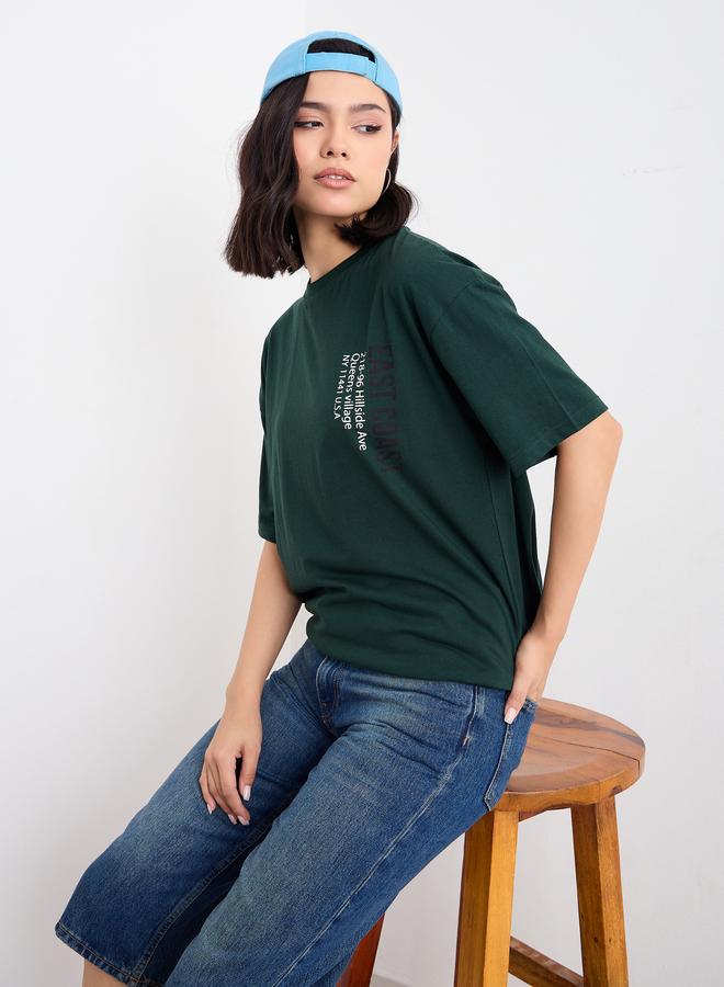 Styli Slogan Print Longline Oversized T-Shirt - Image 5