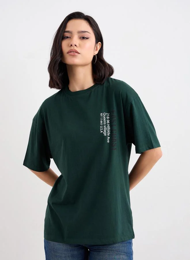 Styli Slogan Print Longline Oversized T-Shirt