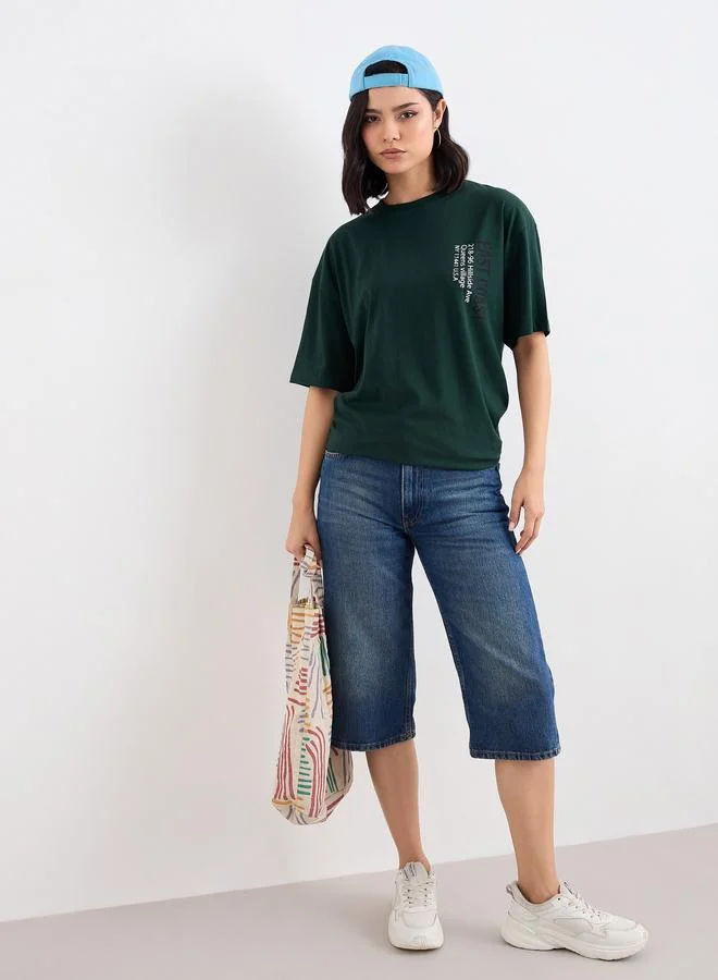 Styli Styli Slogan Print Longline Oversized T-Shirt