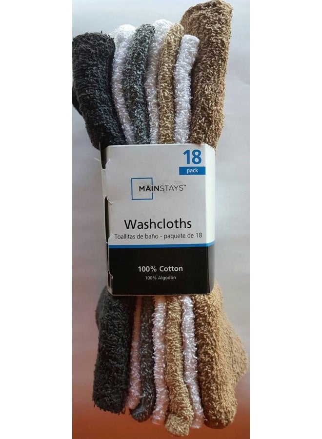 MAINSTAYS 18 Pack Assorted Cotton Terry Thin Washcloths Rags (BWWGB) - Image 4