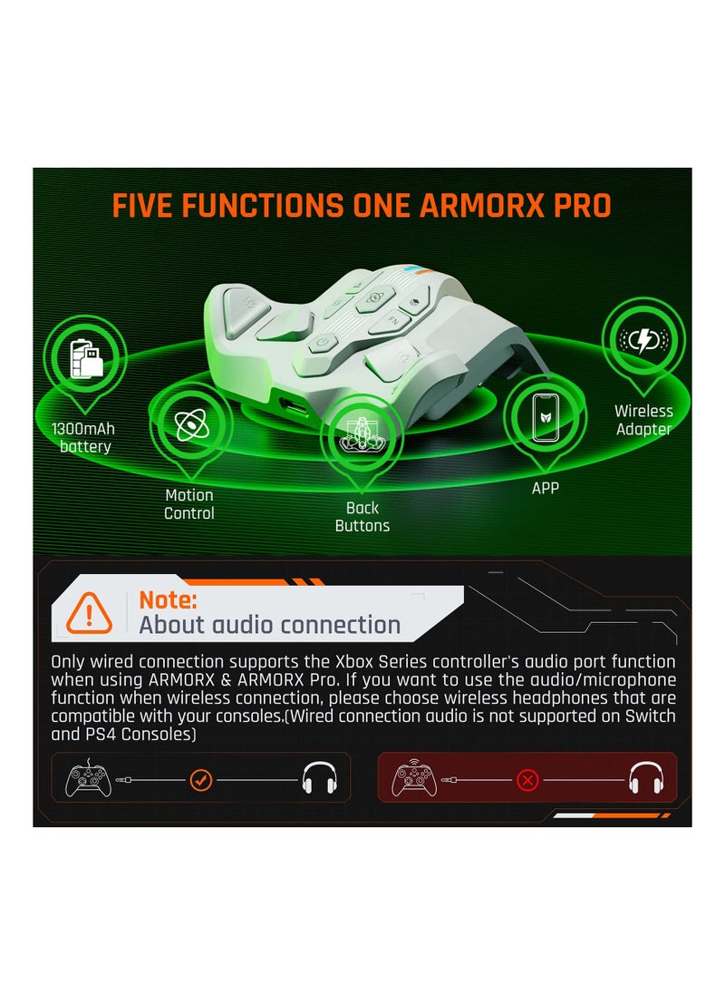 Wireless Back Button Attachment for Xbox Series X|S Controller, Armor-X Pro Mod Pack with 6-Axis Gyro Motion Aim and Macro Paddles, Compatible with Xbox One, Switch, and PC (1 Pack)  - Image 3