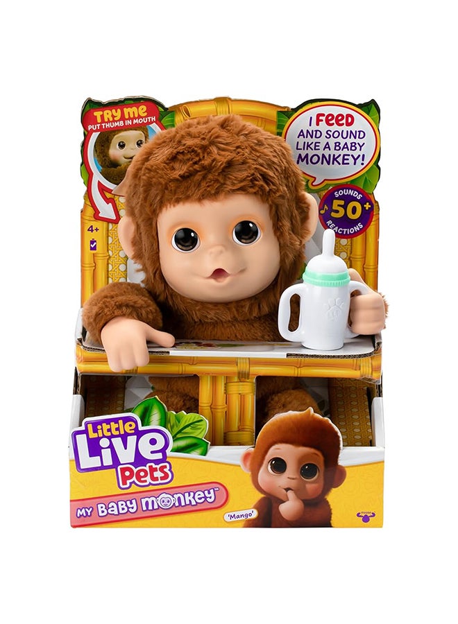 Moose Toys Little Live Pets My Baby Monkey - Mango Plush - Image 1