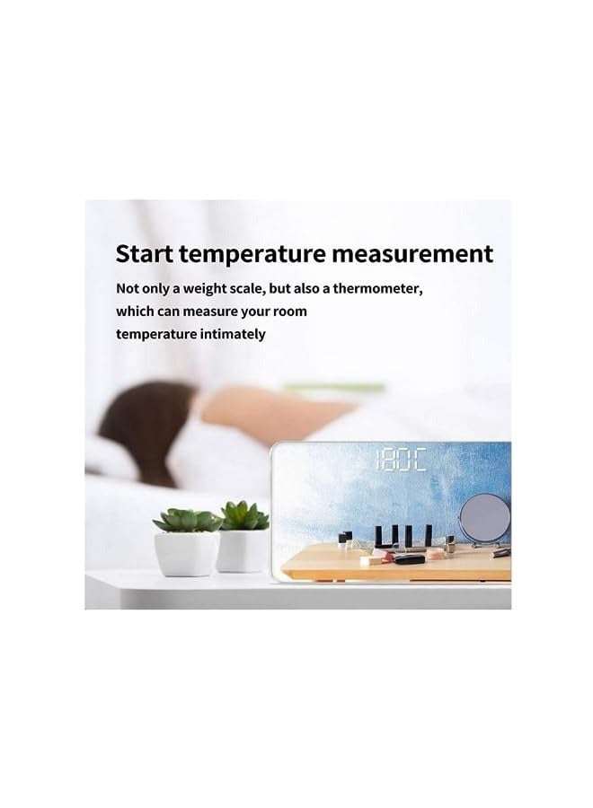 PROMASS Mini Travel Bathroom Scale LCD Hidden Screen USB Charging Mirror Scales Body Digital Weight Scale for Body Weight Room Temperature Measurable- Black - Image 5