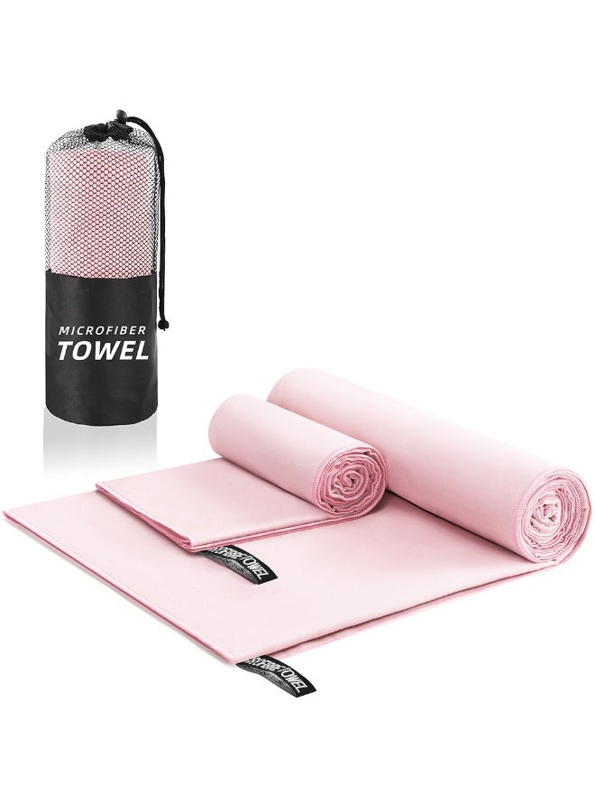 2 Packs Microfiber Sports Towels Quick Dry Towel for Beach, Gym, Sports, Yoga & Swim Use （40 x 80cm+76 x 15cm）