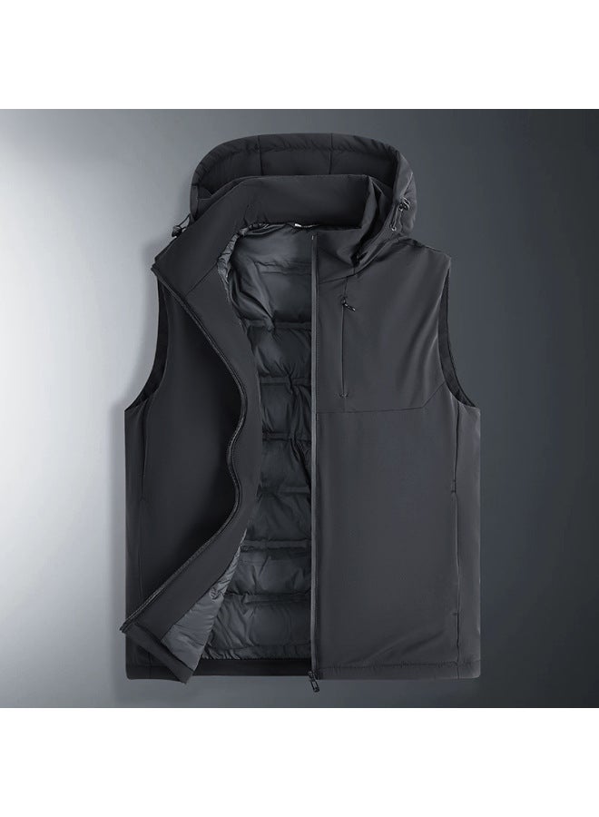 Outdoor Football Training Suit Men's Warm Sleeveless Hooded Waterproof Down Sports Vest Running Winter Customization