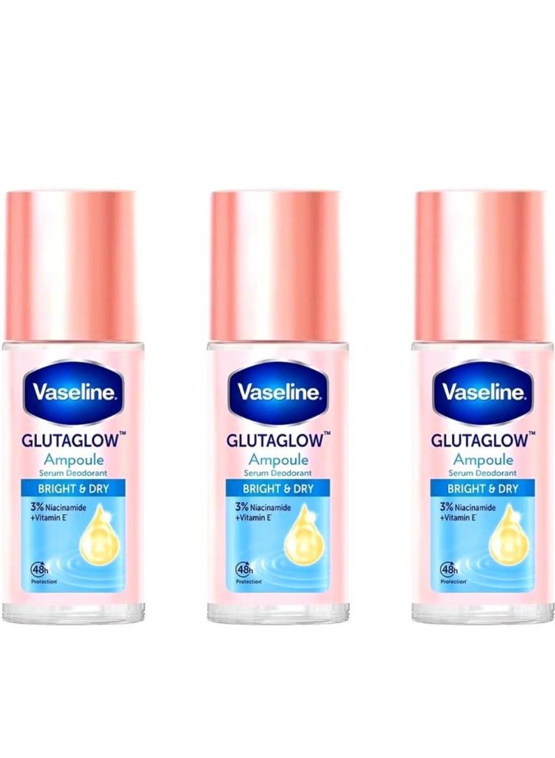 Vaseline Glutaglow Bright And Dry Ampoule Serum Deodorant 3*45 ML 3pcs