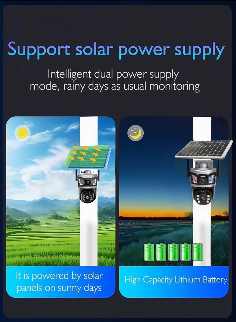 Generic 4K 8MP Solar Camera 4G Sim PTZ Cameras Outdoor Dual Lens IP Camara Solar Panel CCTV Security Built in Battery PIR Cam (With 64GB SD Card)  - Image 5