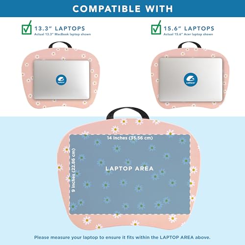 LAPGEAR MyStyle Portable Lap Desk with Cushion - Pink Daisy - Fits up to 15.6 Inch Laptops - Style No. 45336 - Image 3