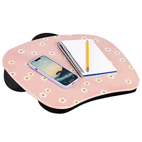 LAPGEAR MyStyle Portable Lap Desk with Cushion - Pink Daisy - Fits up to 15.6 Inch Laptops - Style No. 45336 - Image 1