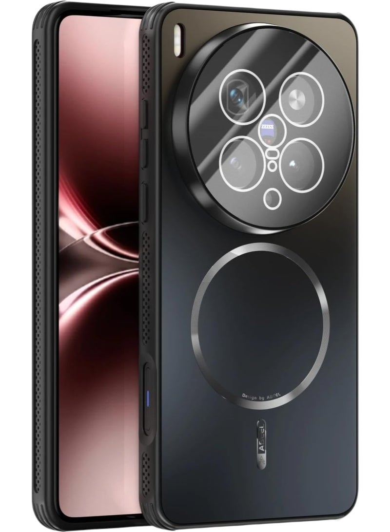 عام غطاء متوافق مع فيفو X200 الترا 5G - غطاء شحن لاسلكي مغناطيسي رفيع جدًا بظهر صلب مطفأ مع حماية العدسة وإطار تبديد الحرارة - Image 1