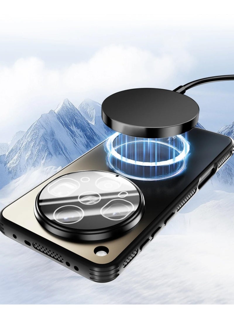 عام غطاء متوافق مع فيفو X200 الترا 5G - غطاء شحن لاسلكي مغناطيسي رفيع جدًا بظهر صلب مطفأ مع حماية العدسة وإطار تبديد الحرارة - Image 2