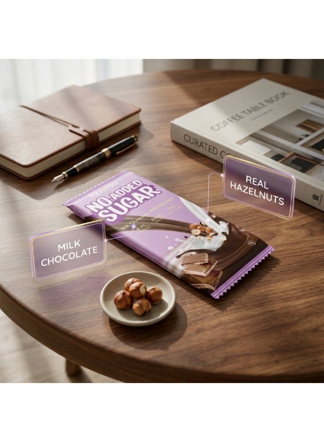 Laperva No Added Sugar Milk Chocolate Bar with Hazelnut High Protein Snack Vegetarian Gluten Free No Added Sugar Sweetened with Stevia & Maltitol 1 Bar - Image 4