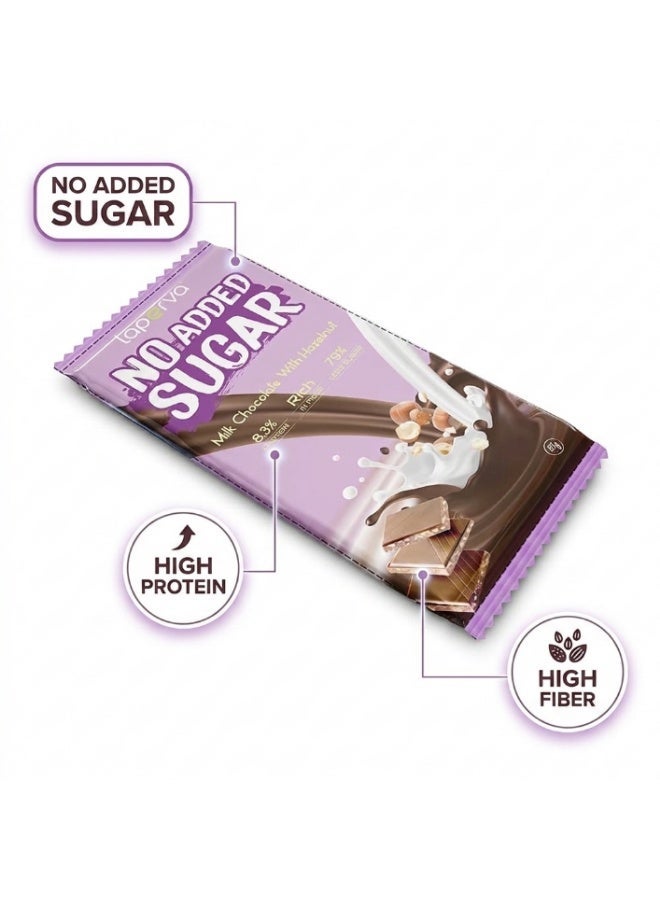 Laperva No Added Sugar Milk Chocolate Bar with Hazelnut High Protein Snack Vegetarian Gluten Free No Added Sugar Sweetened with Stevia & Maltitol 1 Bar - Image 3