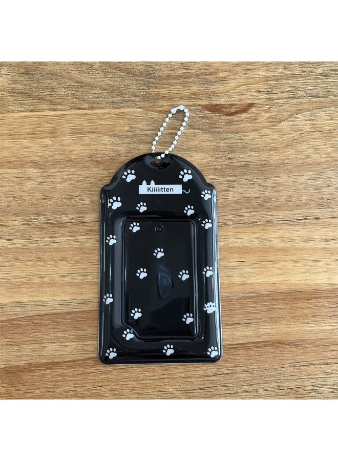 NIBEMINENT 1 - Piece Footprint Kitten Kpop Photo Card Holder Pendant Key Chain ID Badge Holder ID Card Holder Photo Card Protector for School ID Office ID Access Card for Women Girls - Image 1