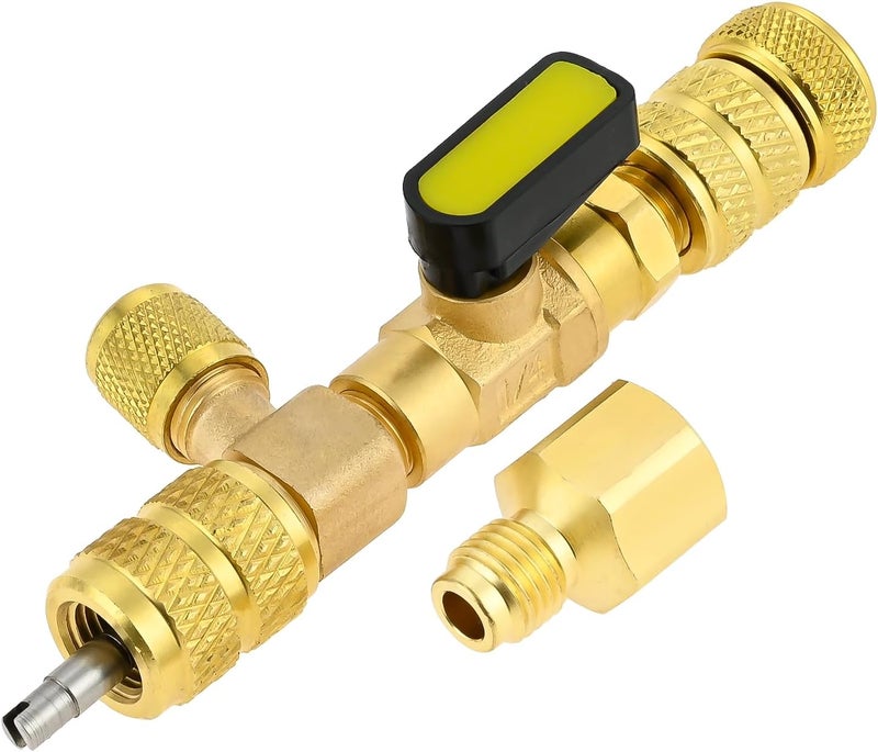 أداة إزالة وتركيب قلب الصمام، R410A R22 AC أداة إزالة قلب صمام شريدر، مقاس مزدوج 1/4 بوصة و5/16 بوصة منفذ HVAC أداة إزالة وتركيب قلب الصمام لإصلاح خطوط التبريد وتكييف الهواء. - Image 1