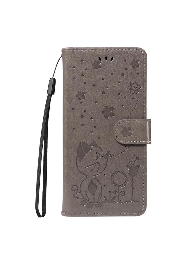 إيروريكس جراب لهاتف vivo Y29S 5G / Y04 جراب هاتف جلدي قابل للطي منقوش عليه صورة قطة ونحلة - Image 2