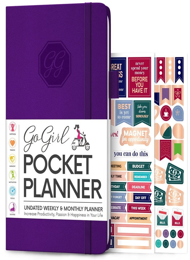 GoGirl Planner and Organizer for Women - Pocket Weekly Planner, Goals Journal & Agenda for Time Management & Productivity. Undated (Purple) - Image 1