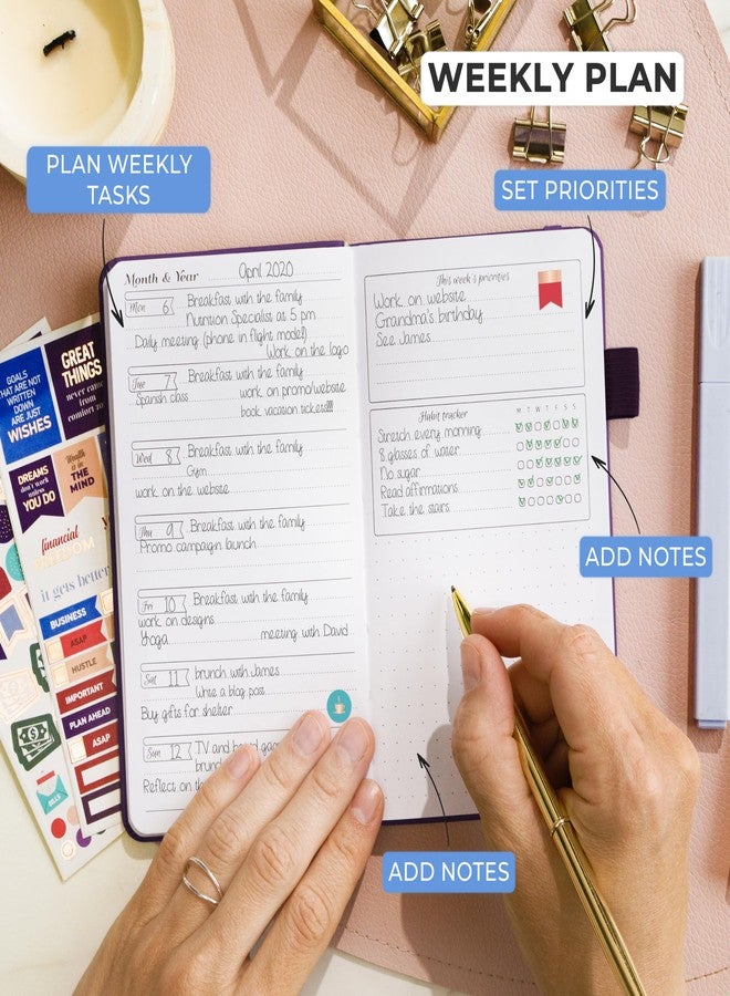 GoGirl Planner and Organizer for Women - Pocket Weekly Planner, Goals Journal & Agenda for Time Management & Productivity. Undated (Purple) - Image 3