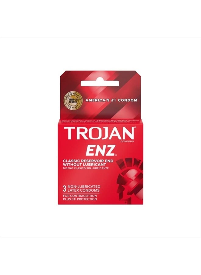 Trojan - Trojans Non-Lubricated Condoms - 3 Ea/Pack, 3 Pack - Image 1