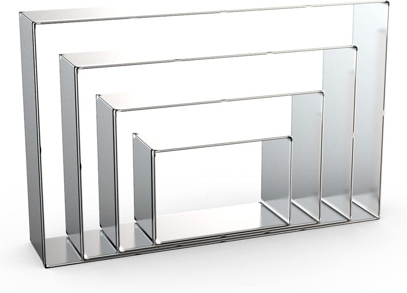 QAAQS Rectangle Cookie Cutter Set Large - 5 Inch, 4 Inch, 3 Inch, 2 Inch - Geometric Frame Plaque Cookie Cutters Shapes Biscuit Molds - Stainless Steel - Image 1