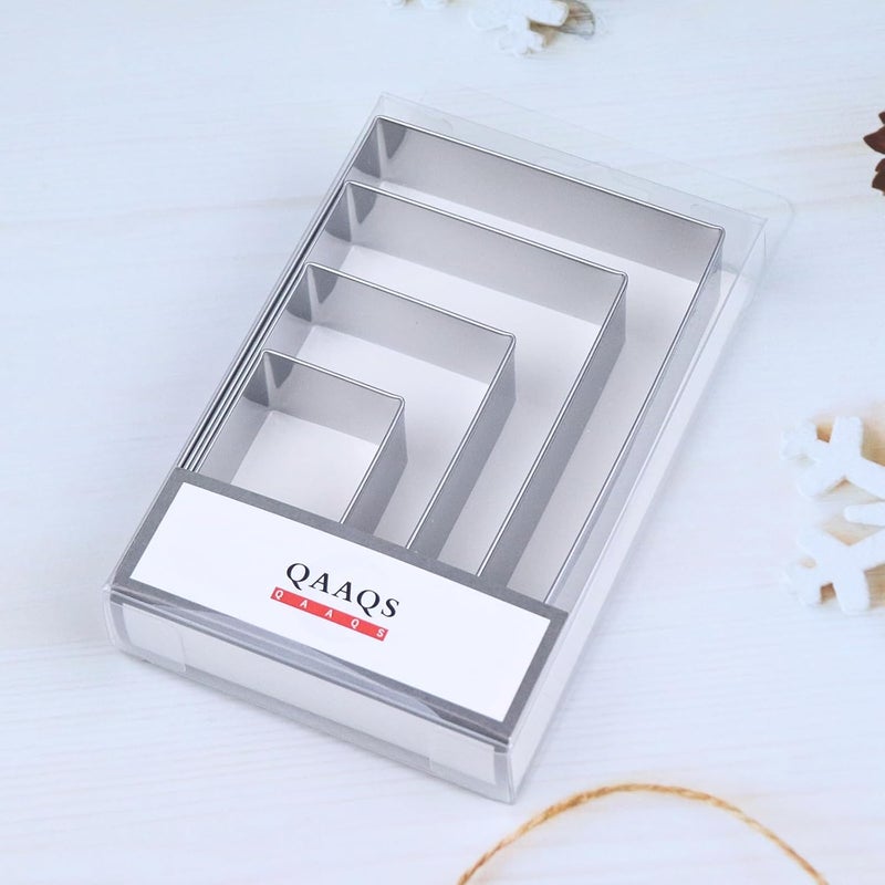 QAAQS Rectangle Cookie Cutter Set Large - 5 Inch, 4 Inch, 3 Inch, 2 Inch - Geometric Frame Plaque Cookie Cutters Shapes Biscuit Molds - Stainless Steel - Image 5