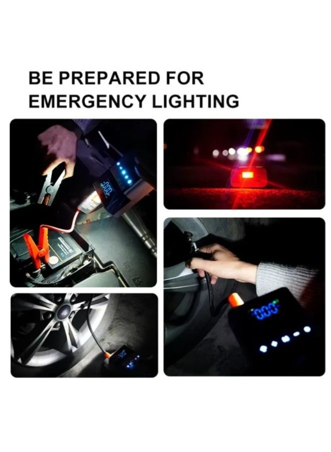 Rebenuo 1500A Car Jump Starter with 12000mAh Power Bank – Multi-Function Emergency Kit for 12V Vehicles – Built-in 150 PSI Portable Air Compressor, LED Flashlight, USB-C Fast Charging, SOS Mode – Ideal for Gas & Diesel Engines, Compact & Portable - Image 3