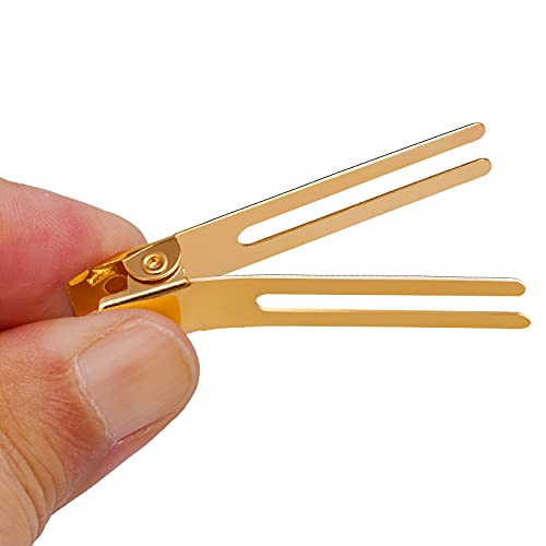 Wobe 1.8" Hairdressing Double Prong Curl Clips, 50pcs Metal Alligator Clips Hairpins for Hair Bow Great Pin Curl Clip, Styling Clips for Hair Salon, Barber (Gold) - Image 4