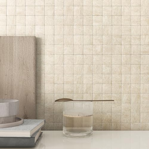 M MOFIT Marble Kitchen Peel and Stick Backsplash Square Mosaic Wall Tiles(Beige 10PCS) - Image 1