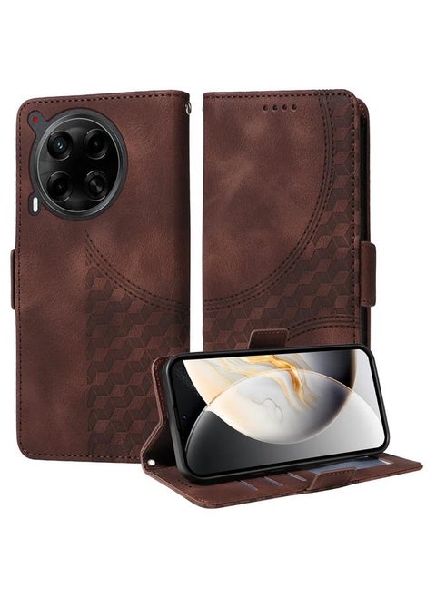 For Tecno Camon 30 4G / 5G Embossed Rhombus Starry Leather Phone Case(Brown)