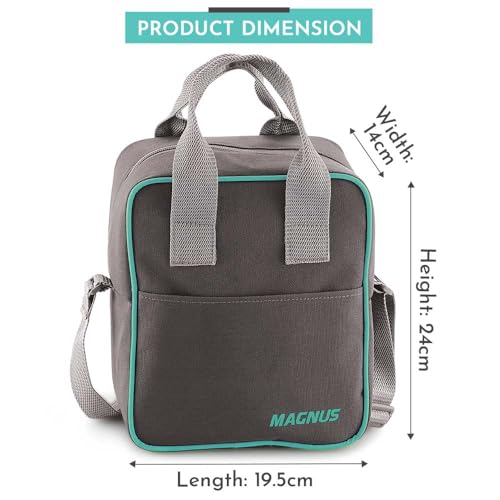 Magnus Glock Solid Glass Lunch Box with Vertical Pouch and Detachable Clip,1 S S Bottle and 3 Square Airtight,Leakproof,Microwave Safe Borosilicate Glass Containers,320 ML Each-Premium Lunch Boxes - Image 3