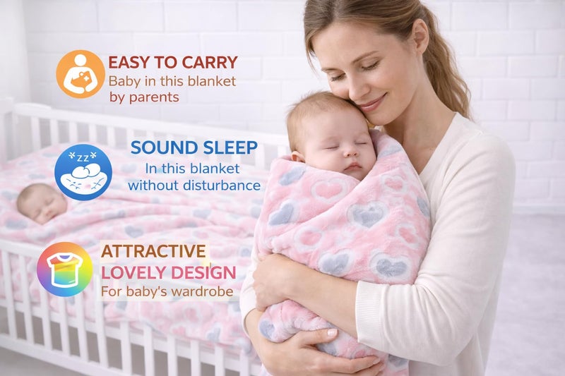 First Kick Luxury Soft Baby Blanket 100 x 75 cm Premium Fleece Newborn Swaddle Wrap All Season Warm Lightweight Blanket for 0-12 Months Crib Stroller Travel Use - Image 2