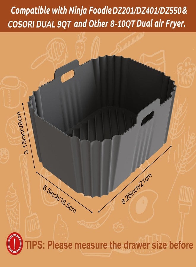 CEGOUT 2PCS Ninja Air Fryer Liners, Non-Stick Silicone Air Fryer Liners for Ninja DZ201/DZ401 DZ550 8-10 QT, Air Fryer Liners Baking Tray for Ninja COSORI 2 Basket Air Fryer, Air Fryer Accessories - Image 2