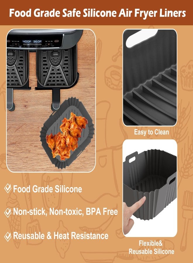 CEGOUT 2PCS Ninja Air Fryer Liners, Non-Stick Silicone Air Fryer Liners for Ninja DZ201/DZ401 DZ550 8-10 QT, Air Fryer Liners Baking Tray for Ninja COSORI 2 Basket Air Fryer, Air Fryer Accessories - Image 4