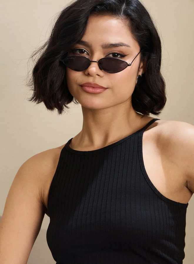SASSAFRAS SASSAFRAS Black Ribbed Strappy Crop Top