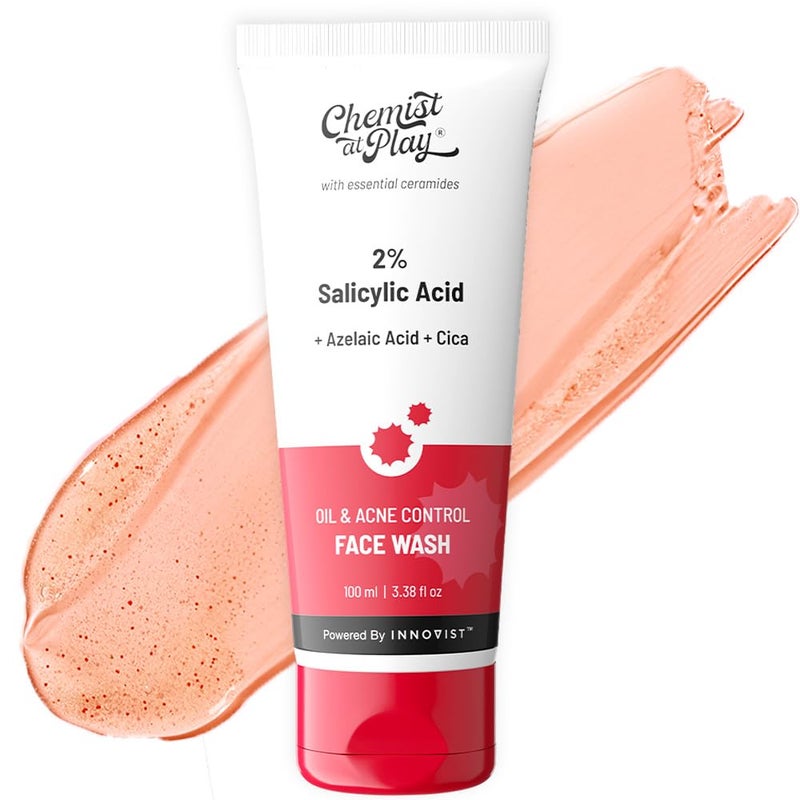 Chemist at Play 2 Salicylic Acid Face Wash For Oily Skin with Niacinamide Prevents Acne Removes Excess Oil Sulphate Free Anti Acne Face Cleanser For Men Women 100 ml - Image 1