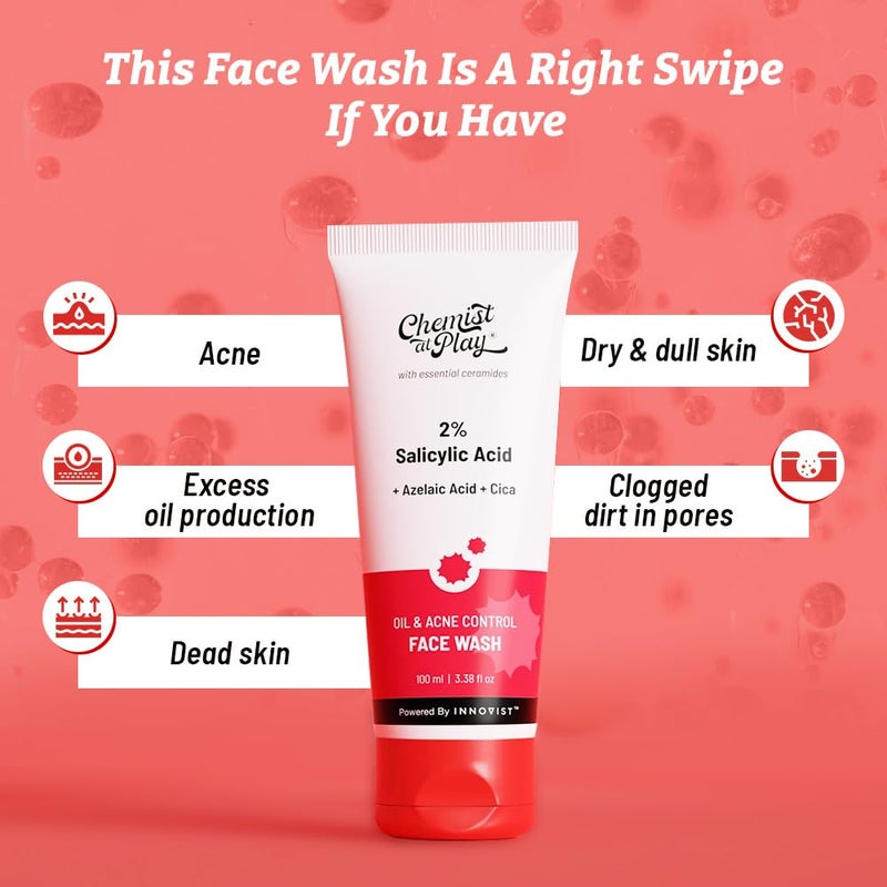 Chemist at Play 2 Salicylic Acid Face Wash For Oily Skin with Niacinamide Prevents Acne Removes Excess Oil Sulphate Free Anti Acne Face Cleanser For Men Women 100 ml - Image 3