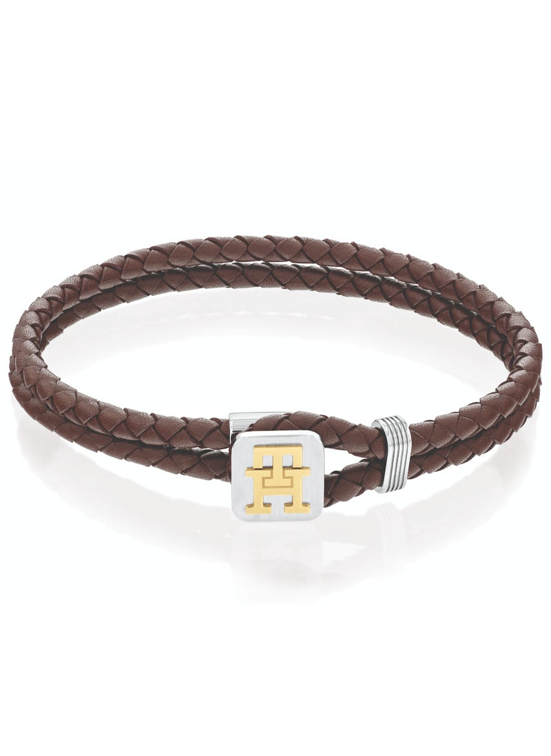 TOMMY HILFIGER TH JEWELRY MONOGRAM LEATHER MENS LEATHER BRACELET - 2790532  - Image 1