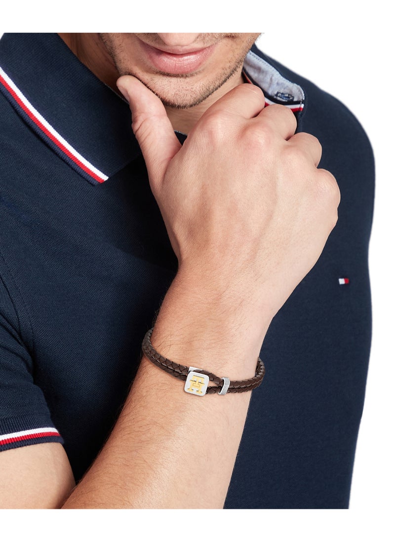 TOMMY HILFIGER TH JEWELRY MONOGRAM LEATHER MENS LEATHER BRACELET - 2790532  - Image 2