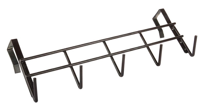 TECHNOVIBES Steel Over The Door Hook Hanger Hanging Organizer Rack with No Hole Drilling Required for Up to 4 cm Thick Doors Black Size38cmX14cmX9 Pack of 2 - Image 1