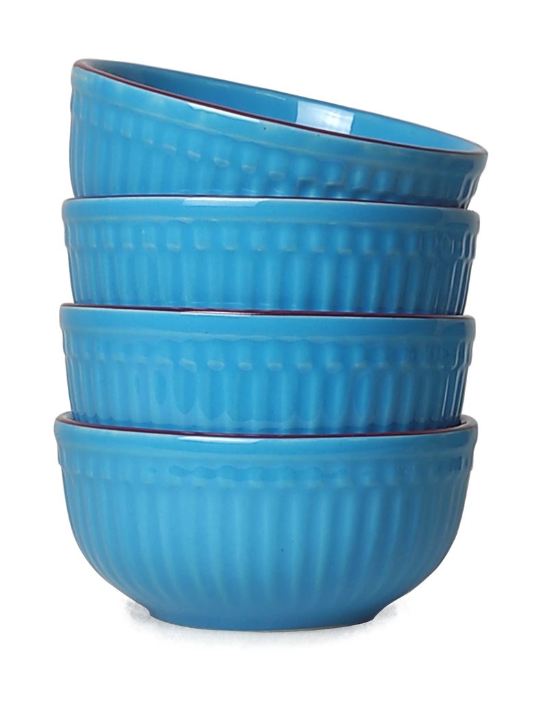 SEPARATE WAY Ceramic Bowls for Cereal and Soup Dishwasher and Microwave Safe, Ideal for Self Use Or Gift for Friends, Anniversary, Birthday (Blue, Set of 4), 500 ML - Image 1