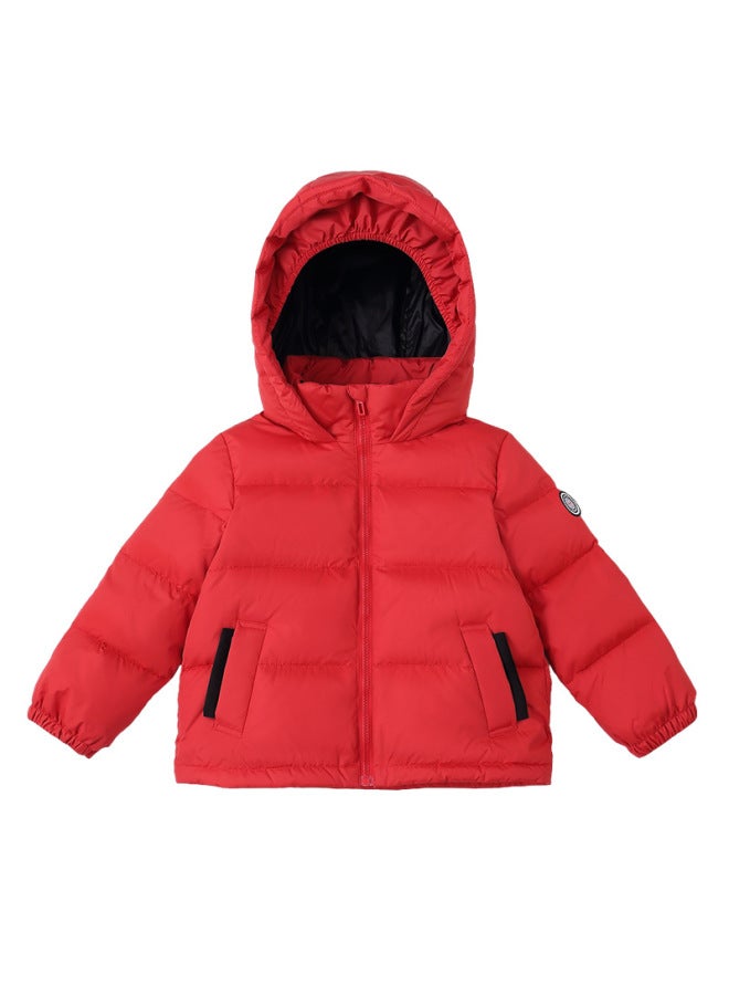 Autumn Winter Men Women Children Kids Thickened Warm Hooded Solid Color Short Down Jacket Coat