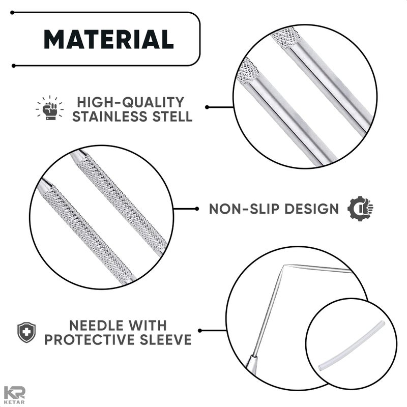 KETAR 4 Pcs Pottery Needle Tool â€“ 6.3 Inches Needle Tools for Clay, Durable Stainless Steel Tips, Non-Slip Grip & Protective Sleeve â€“ Easy to Clean for Ceramics, Sculpting, DIY Craft & Detailed Carving - Image 3