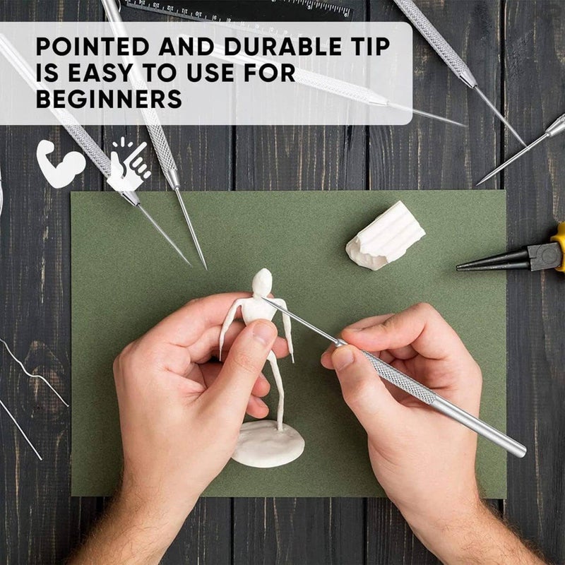 KETAR 4 Pcs Pottery Needle Tool â€“ 6.3 Inches Needle Tools for Clay, Durable Stainless Steel Tips, Non-Slip Grip & Protective Sleeve â€“ Easy to Clean for Ceramics, Sculpting, DIY Craft & Detailed Carving - Image 5