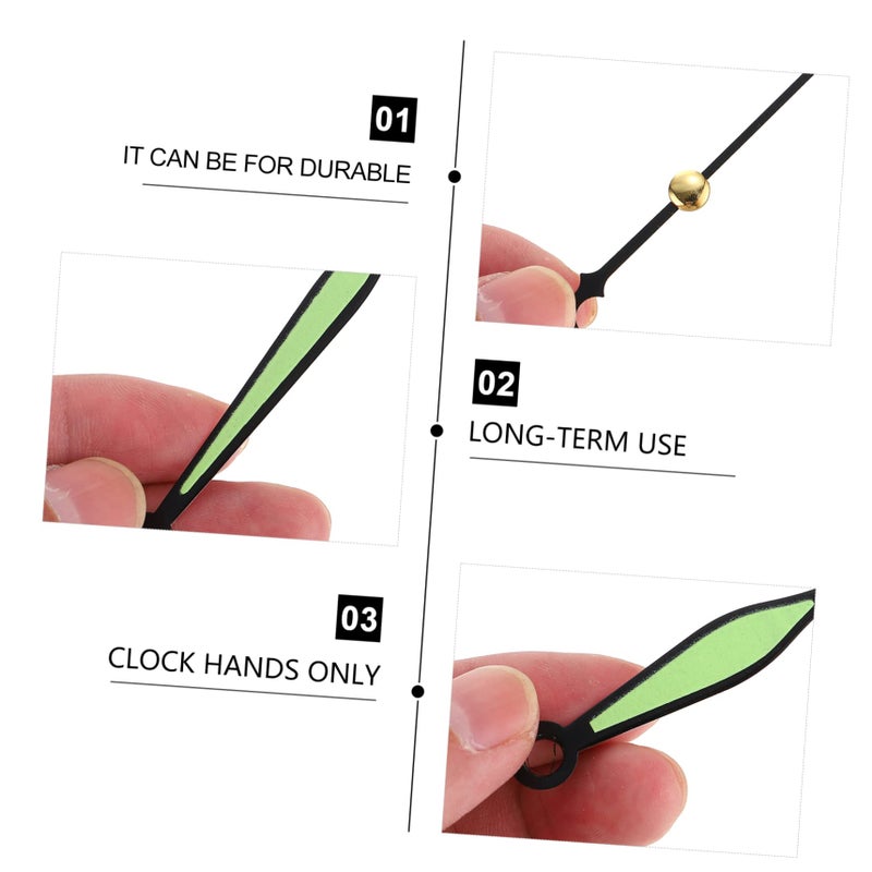 طقم استبدال عقارب الساعة المضيئة 10 مجموعات أجزاء إصلاح ساعة الحائط DIY - Image 3