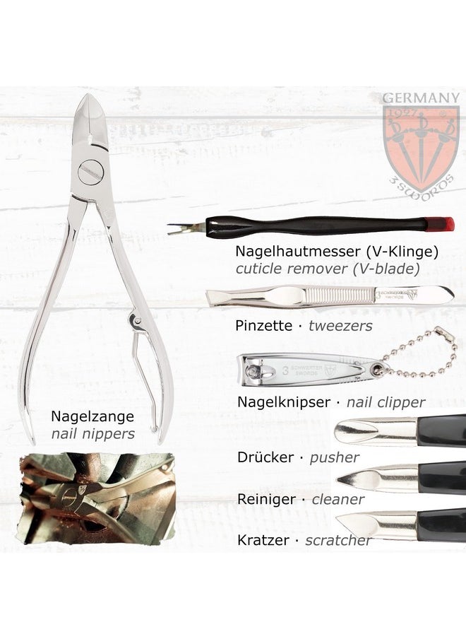 Drei Schwerter - 3 Swords Germany - Brand Quality 9 Piece Manicure Pedicure Grooming Kit Set For Professional Finger & Toe Nail Care Scissors Clipper Fashion Leather Case In Gift Box, Made In Solingen Germany (81201) - Image 1