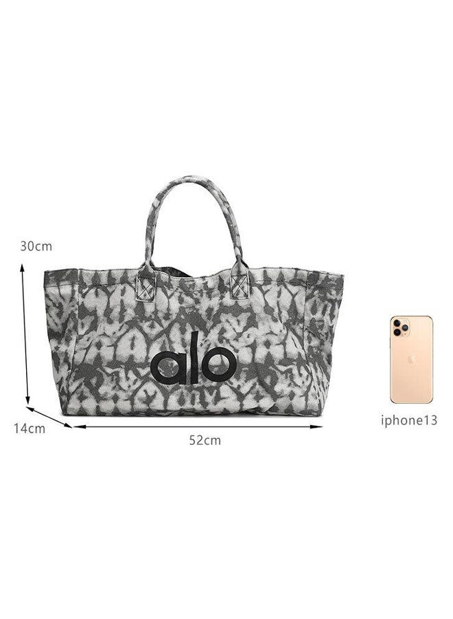 Alo Yoga Canvas Tote Bag, Iconic Shopper Tote, Large-capacity Shopping Bag - Gray - Image 2