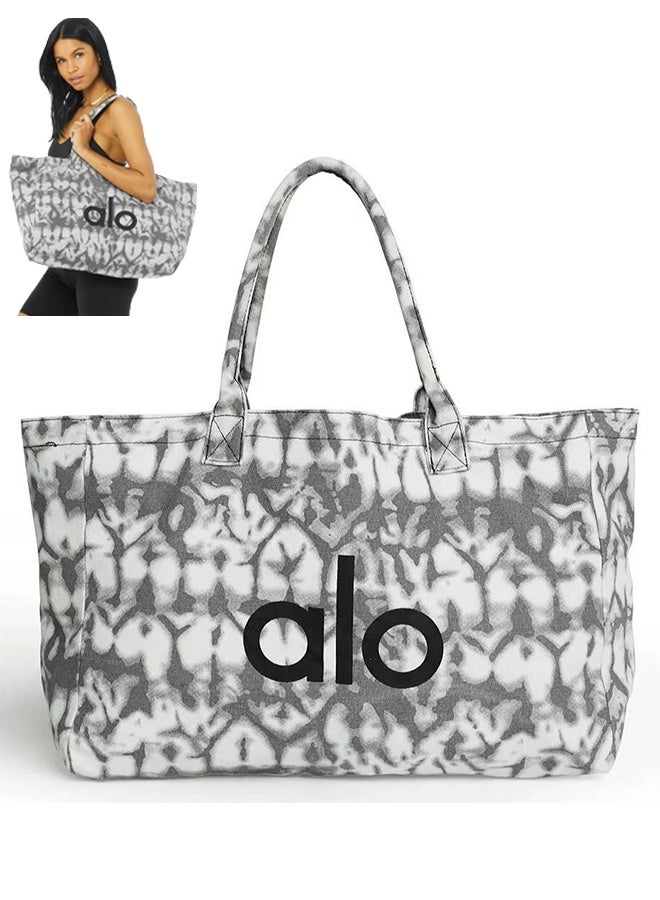 Alo Yoga Canvas Tote Bag, Iconic Shopper Tote, Large-capacity Shopping Bag - Gray - Image 1