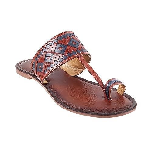 Mochi Women Maroon Kolhapuri Leather Chappal UK/5 EU/38 (32-555) - Image 2
